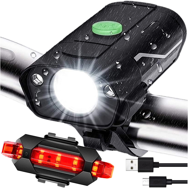 Lampka rowerowa przód + tył LED przednia tylna światło roweru oświetlenie wodoodporna IPX4 USB światełko na rower zestaw lampek Alogy