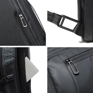 Plecak wodoodporny Bange na laptopa 15.6" miejski podróżny 49x31x18 cm powiększany do pracy samolotu męski damski z gniazdem USB Czarny