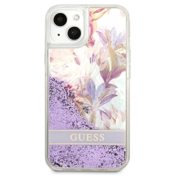 Guess GUHCP13SLFLSU iPhone 13 mini 5,4" fioletowy/lila Hardcase Flower Liquid Glitter