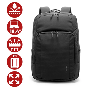 Bange wasserdichter Rucksack für 15,6-Zoll-Laptop, Stadtreisender, 45 x 30 x 16 cm, für Arbeit, Flugzeug, Herren, Damen, mit USB-Anschluss Schwarz