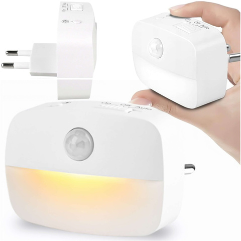 LED-Nachtlampe mit Bewegungssensor für EU-Steckdose, 3 Lichtfarben Alogy Night Light White