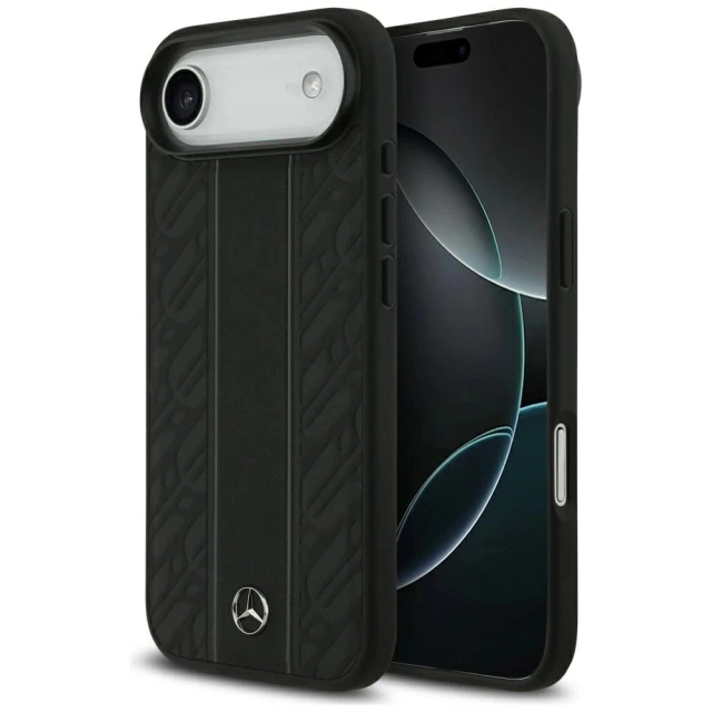 Etui do iPhone 17 Air Mercedes-Benz Leather Laurel Leaves MagSafe Black