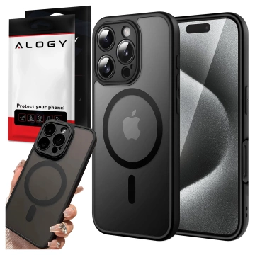 Etui do Apple iPhone 16 Pro Max obudowa Alogy MagSafe Hybrid Matte Case pokrowiec matowy z ochroną obiektywu czarny + szkło hartowane