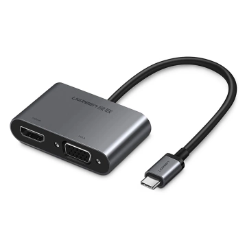 Adapter Ugreen CM162 USB-C HDMI VGA USB-A 3.0 PD 100W 4K Szary