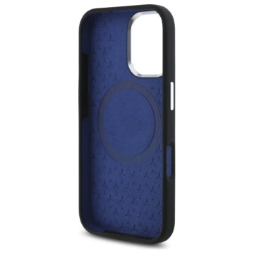 Etui Mercedes do iPhone 16 6.1" Czarny MagSafe Hardcase Silicone Blue Stripe 