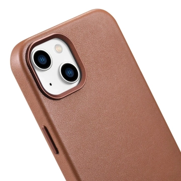 iCarer Case Lederhülle für iPhone 14 Plus braun (kompatibel mit MagSafe)