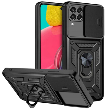 Alogy Camshield Standring gepanzerte Kameraabdeckung für Samsung Galaxy M53 5G, schwarzes Glas