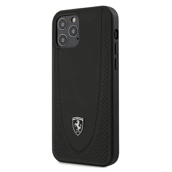 Etui na telefon Ferrari iPhone 12/12 Pro 6,1" czarny/black hardcase Off Track Perforated  
