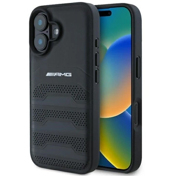 Etui do iPhone 16 AMG Leather Debossed Lines czarne