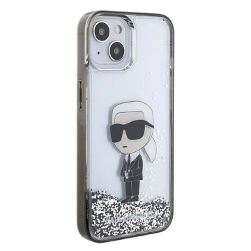 Etui Karl Lagerfeld KLHCP15SLKKNSK für iPhone 15 6,1" transparentes Hardcase Liquid Glitter Ikonik