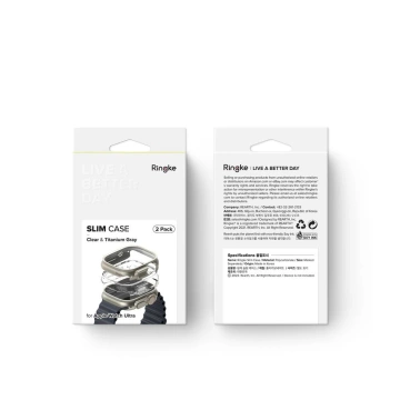 RINGKE SLIM 2-PACK APPLE WATCH ULTRA (49 MM) CLEAR & TITANIUM GREY