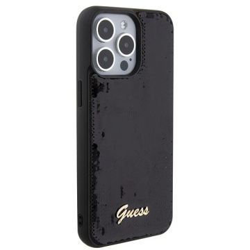 Etui Guess GUHCP15XPSFDGSK do iPhone 15 Pro Max 6.7" czarny/black hardcase Sequin Script Metal