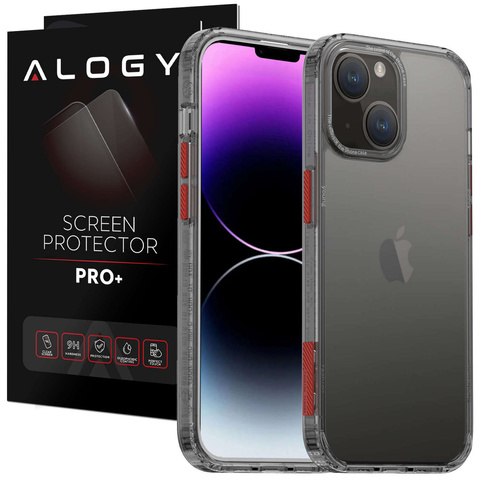 Etui na telefon Alogy Protective Case obudowa ochronna do Apple iPhone 14 Plus Czarno-przezroczyste + Szkło