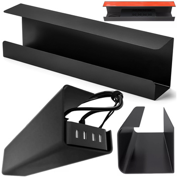 Kabel-Organizer unter der Tischplatte, Ablage für Kabel, Kabelleisten, Tischplatte, Alogy-Schreibtisch, 55 cm, Schwarz