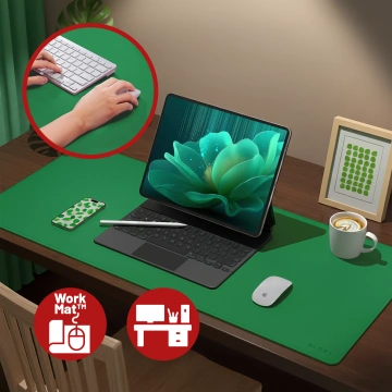 Schreibtischunterlage 90 × 45 cm – rutschfeste Schutzmatte aus elegantem PU-Ökoleder, für Maus und Tastatur, stilvoll und langlebig – Alogy WorkMat™ Grün