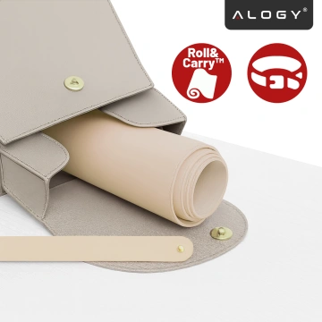 Schreibtischunterlage 80 × 40 cm – rutschfeste Schutzmatte aus elegantem PU-Kunstleder, für Maus und Tastatur, stilvoll und langlebig – Alogy WorkMat™ Beige