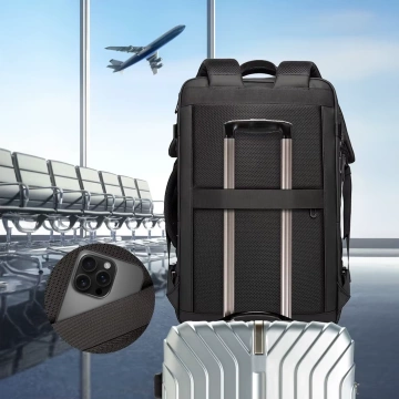 Bange wasserdichter Rucksack für 15,6-Zoll-Laptop, Stadtreisender, 45 x 30 x 16 cm, für Arbeit, Flugzeug, Herren, Damen, mit USB-Anschluss Schwarz