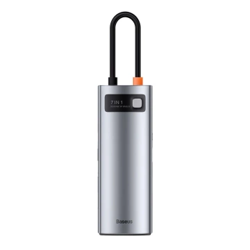 Baseus Metal Gleam Series multifunktionaler USB HUB 7in1 Typ C HDMI TF PD Kartenleser grau (WKWG020113)
