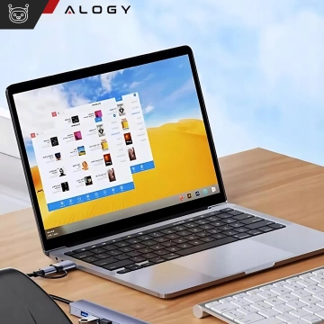 HUB-Splitter Alogy-Adapter für Computer-Laptop mit USB-C auf 3x USB-A 2.0 1x USB-A 3.0 Grau
