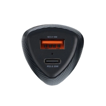 Ładowarka samochodowa Forcell Carbon 38W PD QC USB-C + USB 2x Szybka
