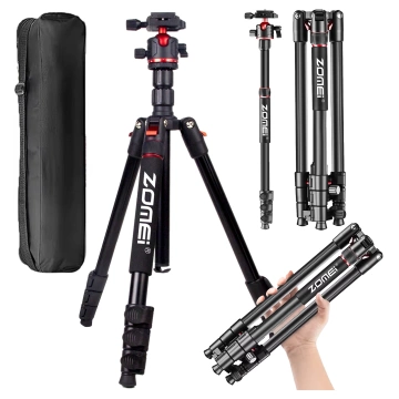 Statyw Profesjonalny 2w1 – Tripod i Monopod do Aparatu i Kamery, Składany z Regulowaną Wysokością i Głowicą Kulową 360°, Stabilny i Lekki, ProStand™ – Czarny