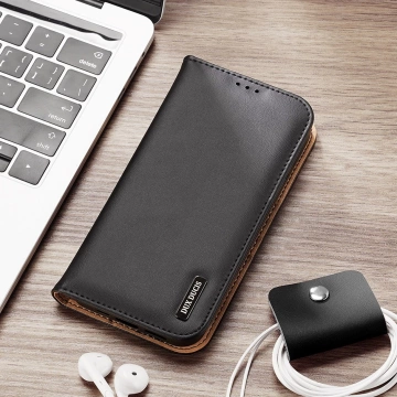 Dux Ducis Hivo Leather Flip Cover Echtes Leder Wallet für Karten und Dokumente iPhone 14 Pro Rot