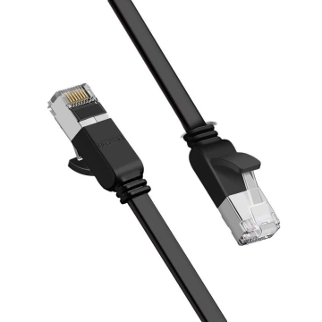 Kabel UGREEN płaski przewód internetowy sieciowy Ethernet patchcord RJ45 Cat 6 UTP 1000 Mbps 5 m czarny (NW101 50187)