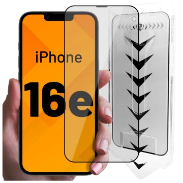 Gehärtetes Glas für Apple iPhone 16e Displayschutzfolie 9H Alogy EasyShield™️ mit Montagerahmen