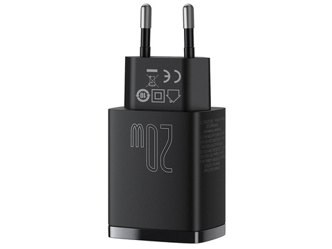 Baseus USB PD QC 3.0 20W schwarzes Wandladegerät