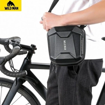 Torba rowerowa WILDMAN E18 3L Czarna Na kierownicę i ramię EVA Skóra