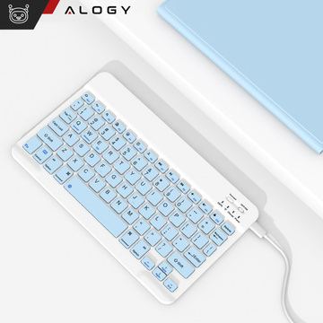 Etui ochronne z klawiaturą Alogy case z miejscem na rysik klawiatura bezprzewodowa do Apple iPad 11 2025 / iPad 10.9 2022 niebieskie + szkło
