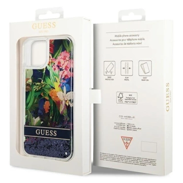 Etui Guess GUHCP14SLFLSB do Apple iPhone 14 6,1" niebieski/blue hardcase Flower Liquid Glitter