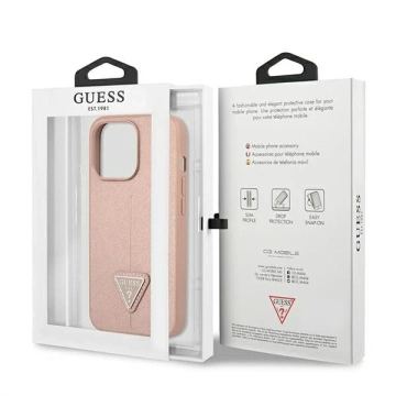 Etui Guess GUHCP14XPSATLP do Apple iPhone 14 Pro Max 6,7" różowy/pink hardcase SaffianoTriangle Logo