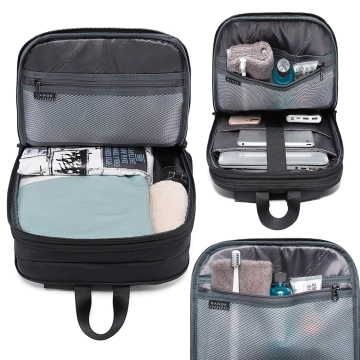Bange wasserdichter Rucksack für 15,6-Zoll-Laptop, Stadtreisender, 45 x 30 x 16 cm, für Arbeit, Flugzeug, Herren, Damen, mit USB-Anschluss Schwarz