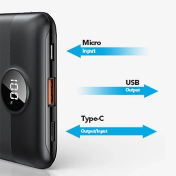 Powerbank Bateria zewnętrzna (POWER BANK) VEGER S11 - 10 000mAh LCD Quick Charge PD 22,5W czarny (W1140)