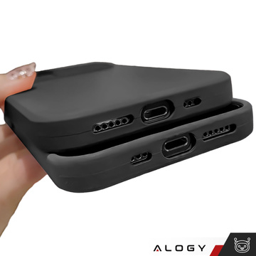 Etui do iPhone 15 Plus Slide Case z osłoną na obiektyw aparat obudowa matowe czarne Alogy Soft Matt + Szkło