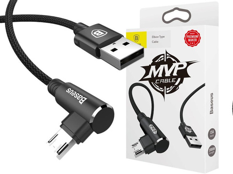 Baseus MVP Winkelkabel abgewinkelt doppelseitig Micro USB 2m Schwarz
