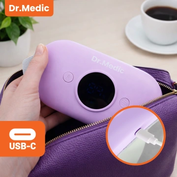 Pas Grzejący z Masażerem na okres i plecy - przeciwbólowy, ciepło + wibracje, 6 poziomów intensywności, akumulator 1800 mAh - Dr.Medic ThermoPulse™ Fioletowy