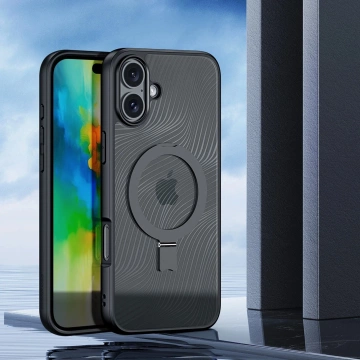 iPhone 16 Dux Ducis Aimo Mag Case mit MagSafe und Ständer - Schwarz