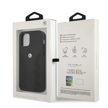 Etui BMW BMHCP12SRSPPK do iPhone 12 mini 5,4" hardcase Leather Curve Perforate czarny/black 