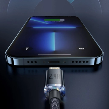 Baseus Crystal Shine Series kabel przewód USB do szybkiego ładowania i transferu danych USB Typ A - Lightning 2,4A 2m fioletowy (CAJY000105)