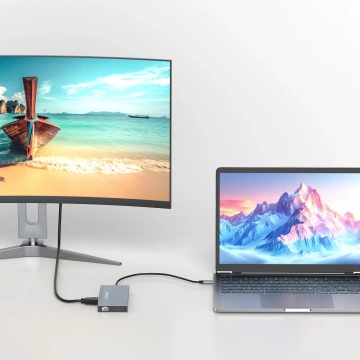 Hub USB-C 14w1 Wozinsky WDS03Y5S 3x 4K HDMI/DP 100W PD Szary