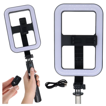 Kijek Selfie Stick Alogy GlowStick™ Pro Tripod Selfie z pilotem i lampą LED do zdjęć makijażu nagrywania filmików długi 132cm Czarny