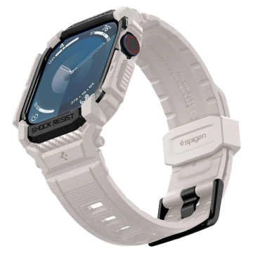 Hülle mit Armband für Apple Watch 10 (46 mm) Dune Beige Weiß Spigen Rugged Armor Pro