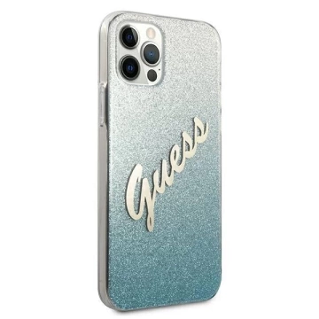 Guess GUHCP12MPCUGLSBL iPhone 12/12 Pro 6,1" niebieski/blaues Hardcase Glitter Gradient Script