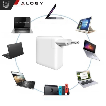 Ładowarka Zasilacz do Apple MacBook Alogy Universal Charger Kabel 2m USB-C do USB-C Szybkie ładowanie PowerDelivery PD 87W Biały