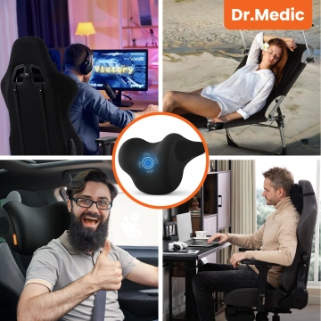 Massagekissen für die Auto-Kopfstütze – ergonomische Unterstützung für Kopf, Nacken und Nacken, elektrisches Vibrationsmassagegerät für Fahrer und Beifahrer – Dr.Medic RelaxDrive™