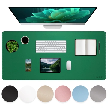 Podkładka na biurko 100×50 cm – antypoślizgowa mata ochronna z eleganckiej ekoskóry PU, pod mysz i klawiaturę, stylowa i trwała – Alogy WorkMat™ Zielona