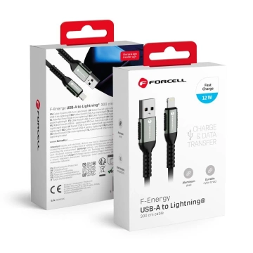 Kabel USB-A zu Lightning 12W 3m Nylon Forcell Aluminium iPhone iPad