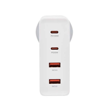 Ładowarka sieciowa Somostel Power Selivery Q24 130W Gan 2x USB-C + 2x USB QC 3.0 Biała